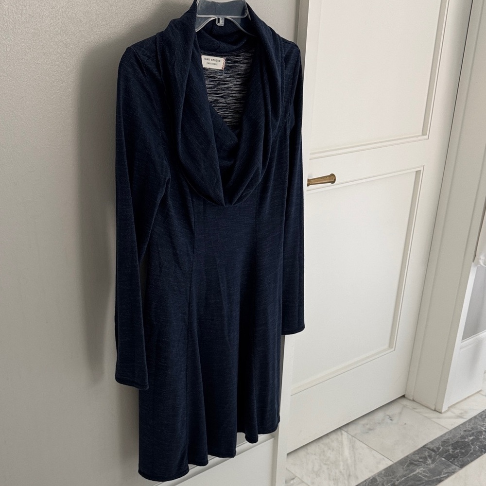 Max Studio Navy Cowl Neck Dress